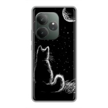 Чехол с принтом для Realme GT Neo 6 SE (AlphaPrint) Модные коты (Котик и луна)