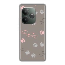 Чехол с рисунком кот на Realme GT Neo 6 SE (Лапы и усы)