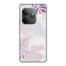 Чехол с цветочным принтом на GT Neo 6 SE (Фиолетовые листья)