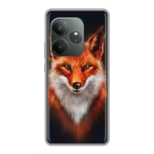 Чехол с принтом лисички на GT Neo 6 SE – Лиса на черном