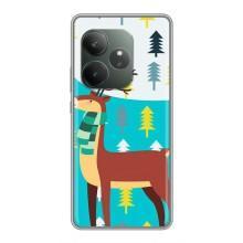 Силиконовый бампер с картинкой животных для Realme GT Neo 6 SE (Олень с шарфом)
