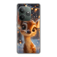 Яркий чехол для Realme GT Neo 6 SE с Зимними Оленятами – Оленёнок среди гирлянд
