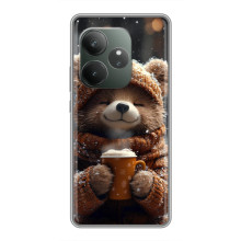 Печатный чехол «Зверята с кофе» для Realme GT Neo 6 SE – Мишка с кофе