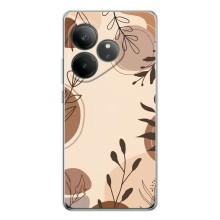 Чохол з квітковим принтом на GT Нео 6 – Коричневі квіти