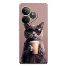 Чехол с принтом стильные животные для GT Нео 6 – Кот с кофе