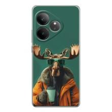Чехол с принтом стильные животные для GT Нео 6 – Лось с кофе