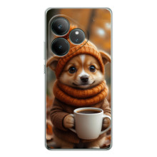 Друкований чохол 'Звірята з кавою' для Realme GT Neo 6 – Песик з кавою
