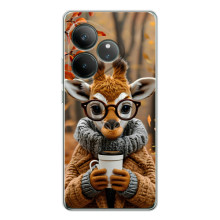 Друкований чохол 'Звірята з кавою' для Realme GT Neo 6 – Жираф з кавою