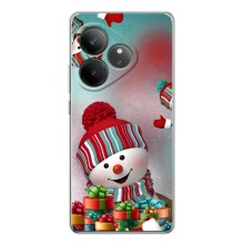 Чехлы на Новый Год Realme GT Neo 7 – Снеговик в шапке