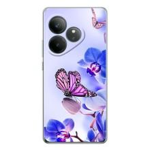 Чохли з квітами для Realme GT Neo 7 (VPrint) (Метелик на квітах)