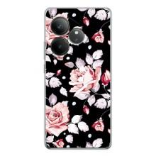 Чохли з квітами для Realme GT Neo 7 (VPrint) (Квіти на чорному)