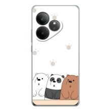 Чехлы с изображением разных животных для Realme GT Neo 7 (Удивленные медвеженки)