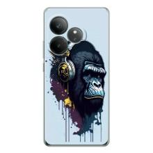 Чехол с Обезьянами Realme GT Neo 7 - (AlphaPrint) (Горилла в наушниках)