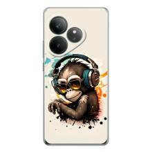 Чехол с Обезьянами Realme GT Neo 7 - (AlphaPrint) (Макака в наушниках)