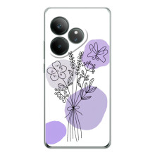 Силиконовый чехол с принтом в цветах на Realme GT Neo 7 – Фиолетовый букет