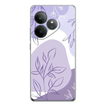 Силиконовый чехол с принтом в цветах на Realme GT Neo 7 – Фиолетовый дизайн