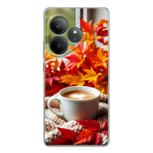 Чехол с уникальным дизайном «Осень с кофе» для Realme GT Neo 7 – Кофе и листья