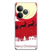 Рождественские Чехлы для Realme GT Neo 7 (VPrint) (Санта с оленями)