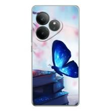 Силиконовый бампер с картинкой животных для Realme GT Neo 7 (Бабочка синяя)