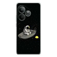Силиконовый Чехол с принтом "Космонавты" на Realme GT Neo 7 – Космонавт на рыбалке