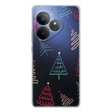 Зимние Чехлы для ДжиТи Нео 7 - прозрачный фон (Рождественские елки)