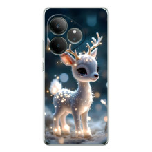 Яркий чехол для Realme GT Neo 7 с Зимними Оленятами – Блистающий оленёнок
