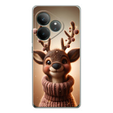 Яркий чехол для Realme GT Neo 7 с Зимними Оленятами – Олень в свитере
