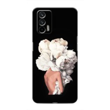 Чехлы (ART) Цветы на Realme GT (VPrint) (Белые цветы)