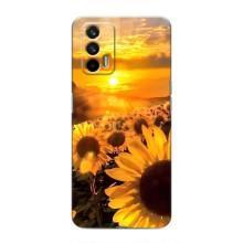 Чехол с Цветами для Realme GT (поле подсолнухов)