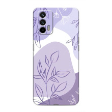 Силиконовый чехол с принтом в цветах на Realme GT (Фиолетовый дизайн)