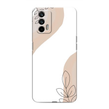 Силиконовый чехол с принтом в цветах на Realme GT (Нюдовый дизайн)