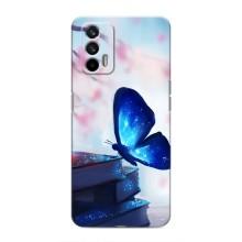 Силиконовый бампер с картинкой животных для Realme GT (Бабочка синяя)