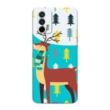 Силиконовый бампер с картинкой животных для Realme GT (Олень с шарфом)