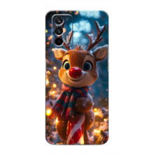 Яркий чехол для Realme GT с Зимними Оленятами – Олень в шарфе