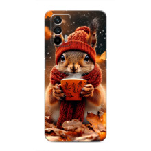 Печатный чехол «Зверята с кофе» для Realme GT – Белка с кофе
