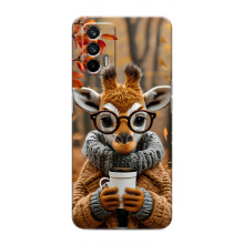 Печатный чехол «Зверята с кофе» для Realme GT – Жираф с кофе