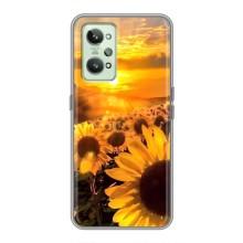 Чехол с Цветами для Realme GT2 (поле подсолнухов)