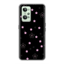 Чохол з розовим принтом для Realme GT2 (Рожеві квіти на чорному)