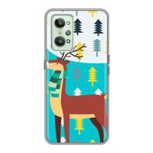 Силиконовый бампер с картинкой животных для Realme GT2 (Олень с шарфом)