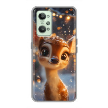Яркий чехол для Realme GT2 с Зимними Оленятами – Оленёнок среди гирлянд