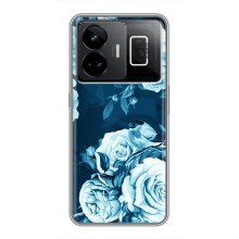 Чехлы (ART) Цветы на Realme GT3 (VPrint) (Голубые Бутоны)