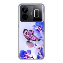 Чехлы с Цветами для Realme GT3 (VPrint) (Бабочка на цветочке)