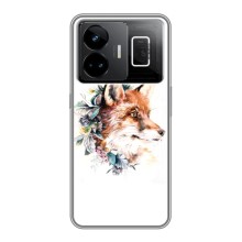 Чохли з картинкою Лисичка для Realme GT3 (VPrint) (Лиса в квітах)