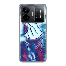 Чехол с принтом для Realme GT3 (AlphaPrint - Знак сердечка) – Радужное сердце