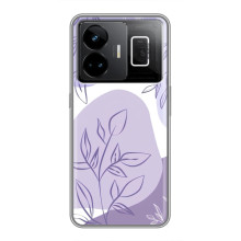 Силиконовый чехол с принтом в цветах на Realme GT3 – Фиолетовый дизайн