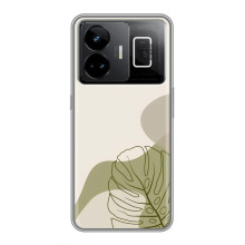 Силиконовый чехол с принтом в цветах на Realme GT3 – Монстера зелёная