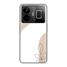 Силиконовый чехол с принтом в цветах на Realme GT3 – Нюдовый дизайн
