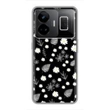 Чехлы с тематикой "ЦВЕТЫ" на Realme GT3 (цветение на чорном)
