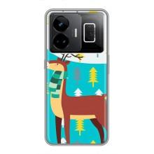 Силіконовий бампер з картинкою звірів для Realme GT3 (Олень із шарфом)