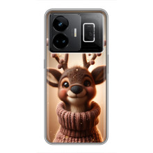 Яркий чехол для Realme GT3 с Зимними Оленятами – Олень в свитере